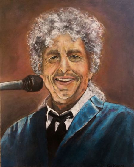 Akryl maleri Bob Dylan af Eva Vith Christensen malet i 2019
