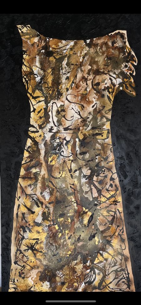 Akryl maleri Autumn Dress X af Lone Lopez Andersen malet i 2023