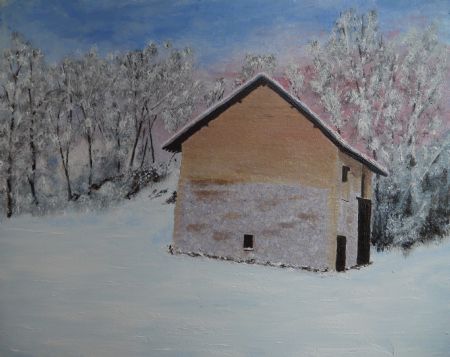 Olie maleri Vinter af Werner Funder malet i 2018