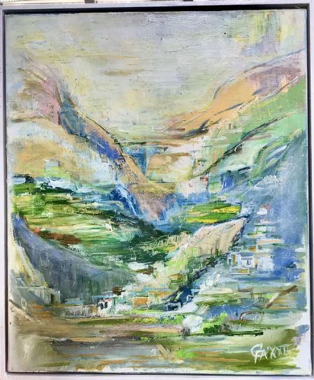 Akryl maleri Alpujarras ( bjergegn -sydlige Sierra Nevada af Carsten Filberth malet i 2022