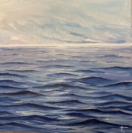 Akryl maleri Stille hav 1.0 af Tatiana Rask malet i 2023