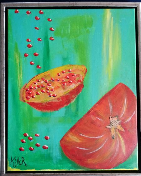 Akryl maleri Pomegranate af Kjærsklatter Susanne Kjær malet i 2019