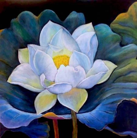 Akryl maleri Lotus af Eva Vith Christensen malet i 2022
