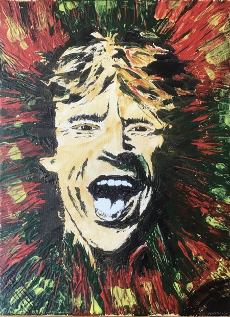 Akryl maleri Rollings Stones I - Mick Jagger 1 af 4 af Karl Vogt-Nielsen malet i 2023