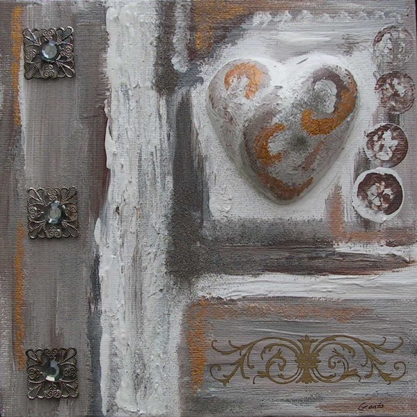 Collage maleri Simple love af Gorits malet i 2009