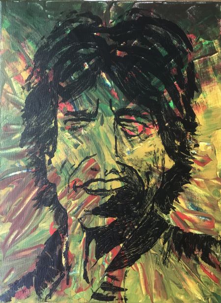 Akryl maleri Rollings Stones II - Mick Jagger 1 af 4 af Karl Vogt-Nielsen malet i 2023