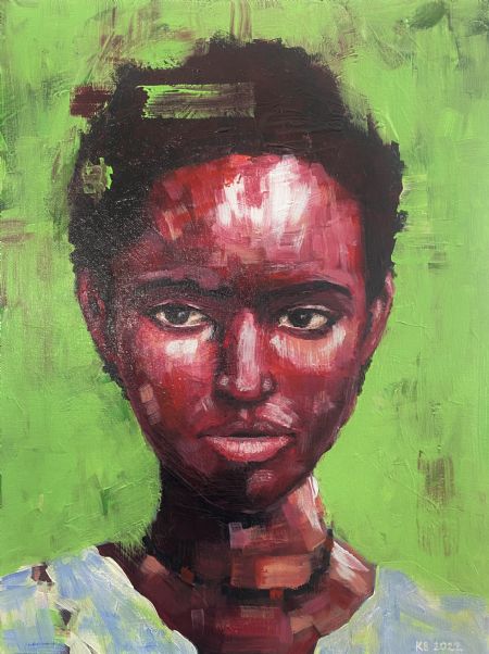 Akryl maleri African girl af Kasper Bennedsen malet i 2022