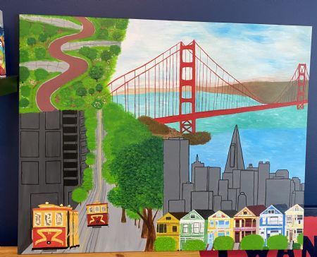 Akryl maleri San Fransisco af Sara Bosack Christiansen malet i 2021
