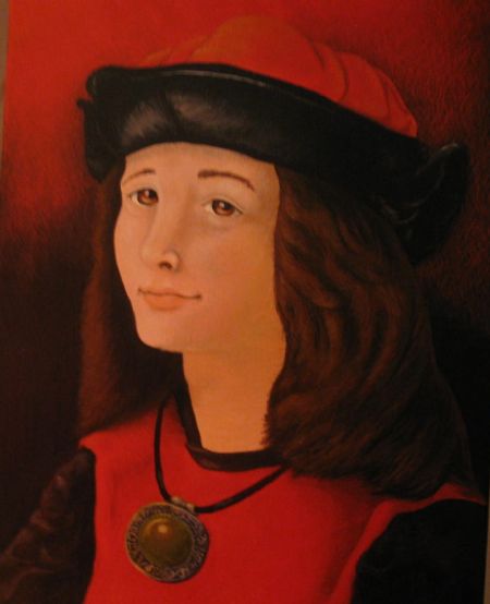 Akryl maleri Raphael drengen med de 1000 streger af Claus Boysen malet i 2023