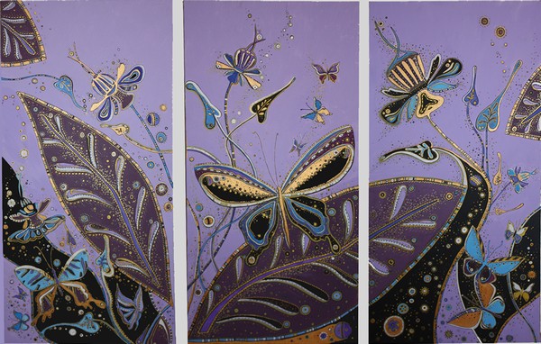 Akryl maleri sommerfugler af Nataliya Kirisenko malet i 2009