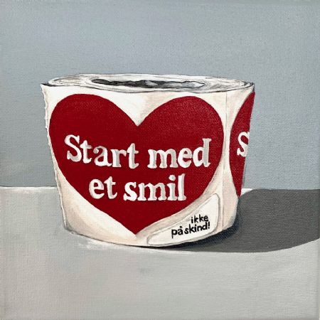 Akryl maleri En smilende rulle af Sisse Borg malet i 2023