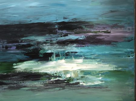 Akryl maleri Light in the turqoise Sea af Annie Hansen malet i 2023