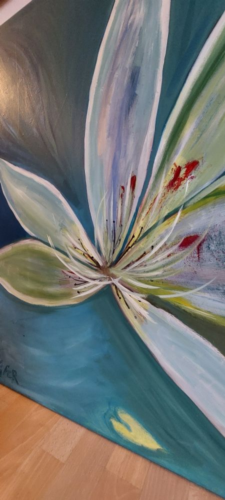 Akryl maleri Water Lily af Kjærsklatter Susanne Kjær malet i 2019