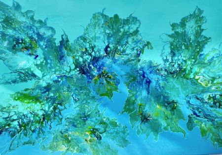 Akryl maleri Blue mode af Lisbeth Storgaard malet i 2022