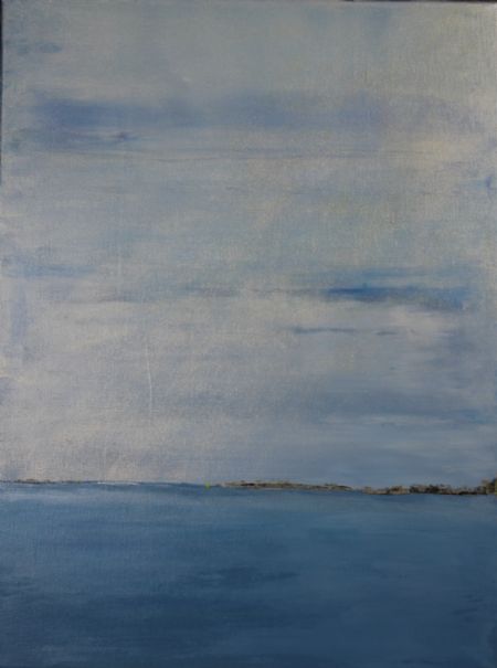 Akryl maleri sommer ved fjorden af Bjørn Nørgård Mathiasen malet i 2022