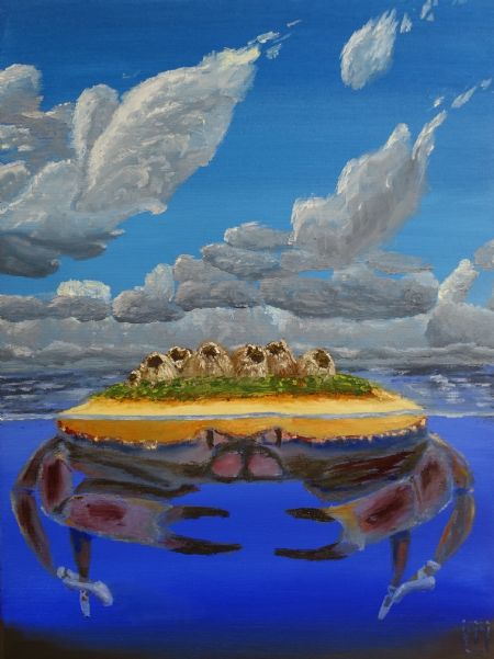 Olie maleri Crab Lake af Jens-Jakob Tinghuus malet i 2023