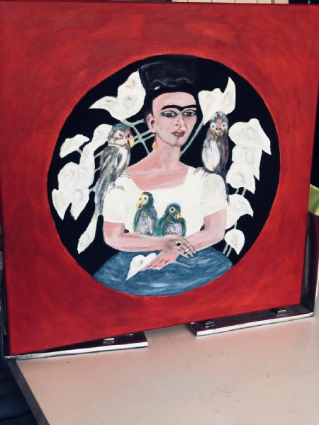 Akryl maleri Frida Kahlo af kirstenbente pedersen malet i 2023