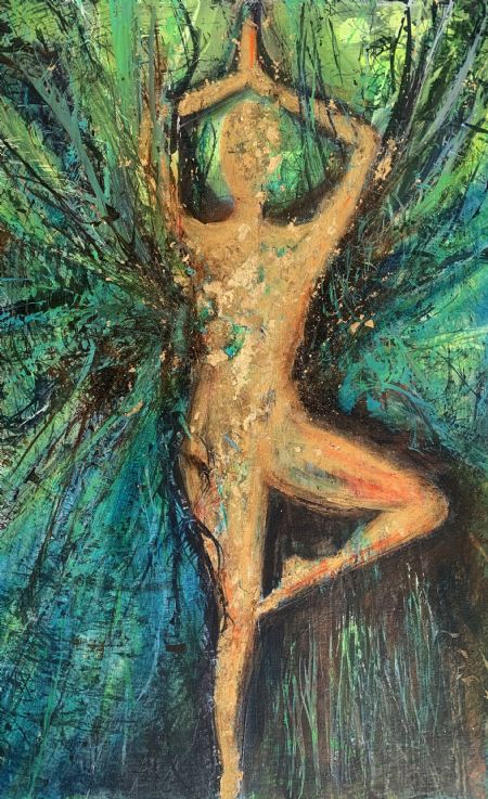 Akryl maleri Yoga 2 af Gudrun Anette Andersen malet i 2022