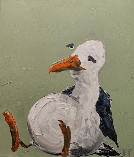 Akryl maleri Måge 17 af Art by Morten Gaarden malet i 2023