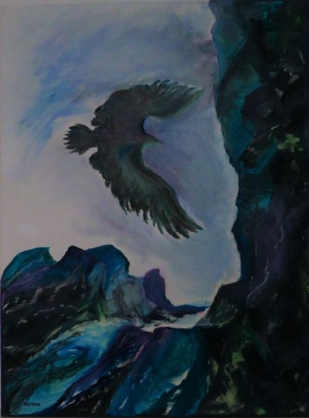 Olie maleri Ørnen af Dorte Sørensen malet i 
