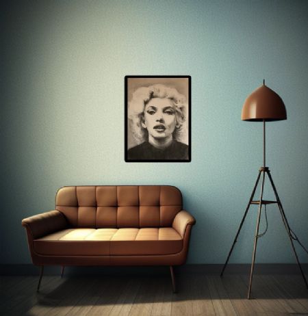Kul maleri Marilyn Monroe af Linda Skipper malet i 2023