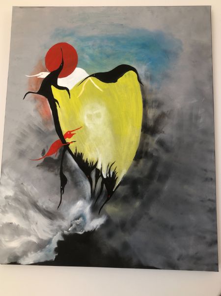 Olie maleri Livets kerne af Alice Øhlenschlæger hillman malet i 2022