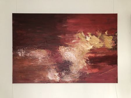 Akryl maleri Red Waves af Annie Hansen malet i 2023