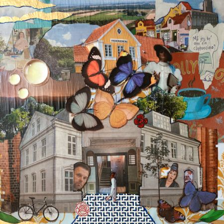 Collage maleri Collage, Frederiksberg af Louise Rahbek Jensen malet i 2023