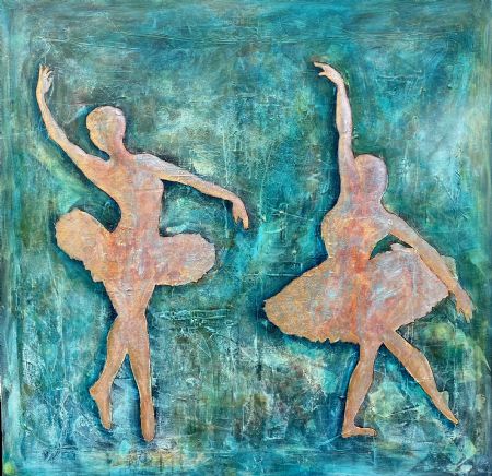 Akryl maleri Balletdanserinder af Oleva malet i 2023