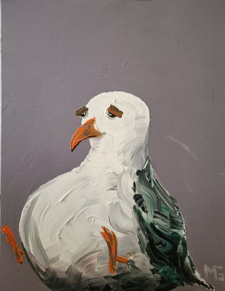 Akryl maleri Måge 18 af Art by Morten Gaarden malet i 2023