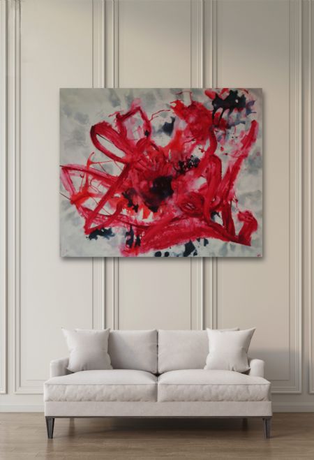 Akryl maleri Red passion af Dorthe Eriksen malet i 2023