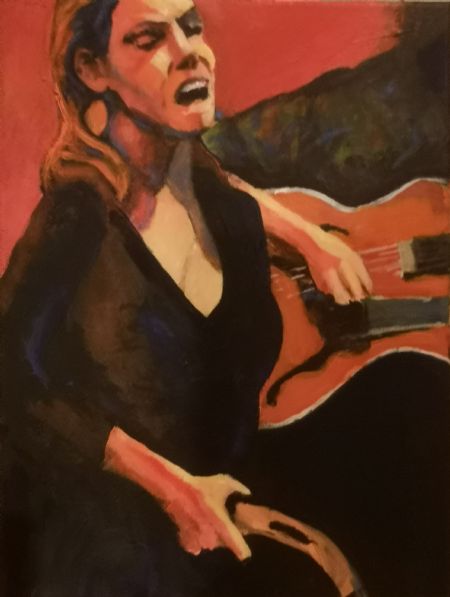 Akryl maleri Sangerinde - Sahra da Silva af Thomas Bergendorff malet i 2015