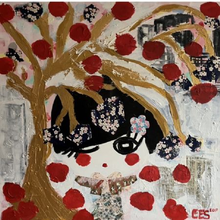 Akryl maleri Fleeting as Cherryblossoms af Eva Elisabeth Scott malet i 2018