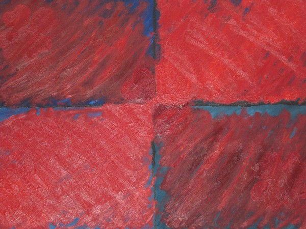 Olie maleri Rødt på blåt af yve malet i 2009