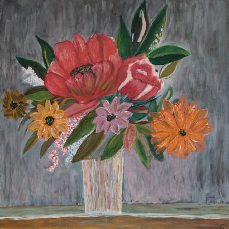 Akryl maleri Køb blomster køb blomster af Sadedin Asanovski malet i 2023