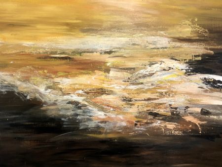 Akryl maleri The golden Sea af Annie Hansen malet i 2023