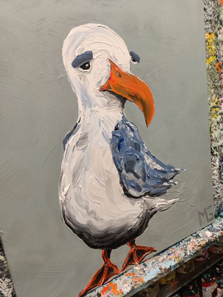 Akryl maleri Måge 20 af Art by Gaarden malet i 2023