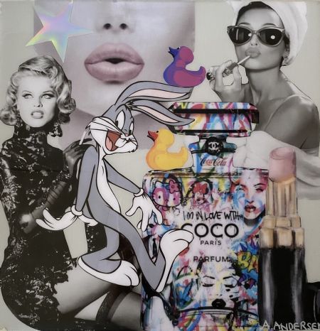 Blandede medier maleri Fan pop art med epoxy resin af Anita majbrit Andersen malet i 2023