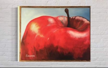 Akryl maleri Æble af Francisco Matias Garcia-Sacedon malet i 2021