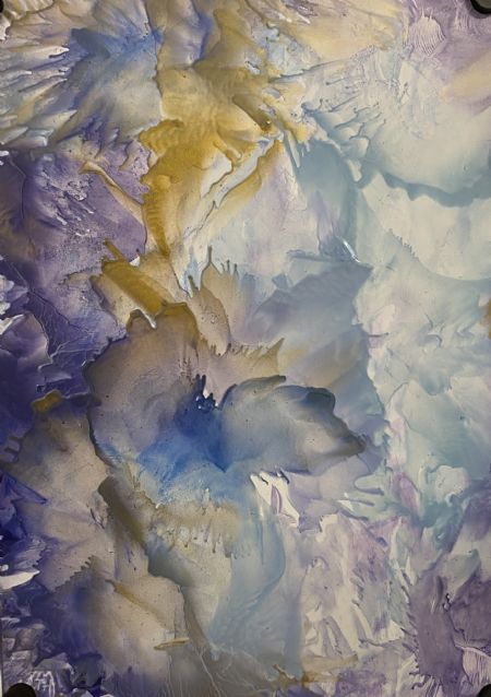 Blandede medier maleri Flores af Anette Thorup Hansen (ATH) malet i 2023