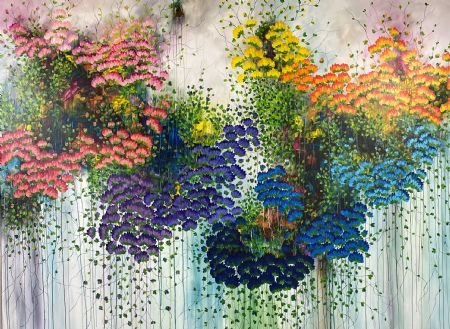 Akryl maleri Multi color flowers af Galleri EVIG malet i 2023