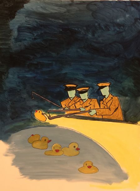 Akryl maleri World Leaders # 40 - Hook-a-duck af Alex Zichau malet i 2023