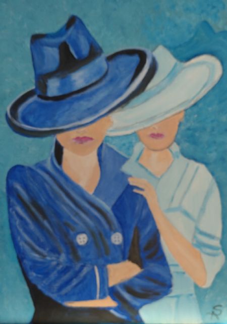 Akryl maleri Zwei Damen af Sadedin Asanovski malet i 2023
