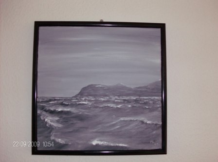 Akryl maleri Sort Hvid havet af ML malet i 