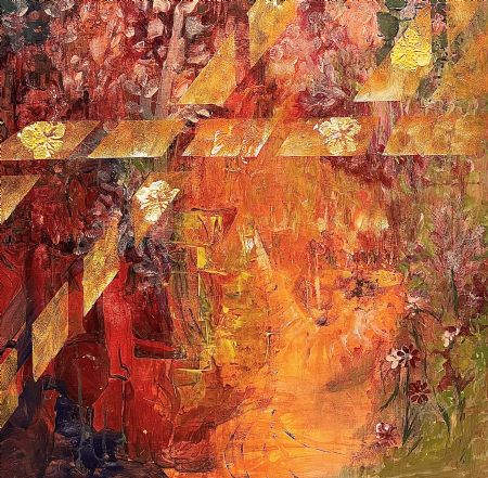 Akryl maleri Brændende kærlighed af Bettina Svejsø malet i 2023