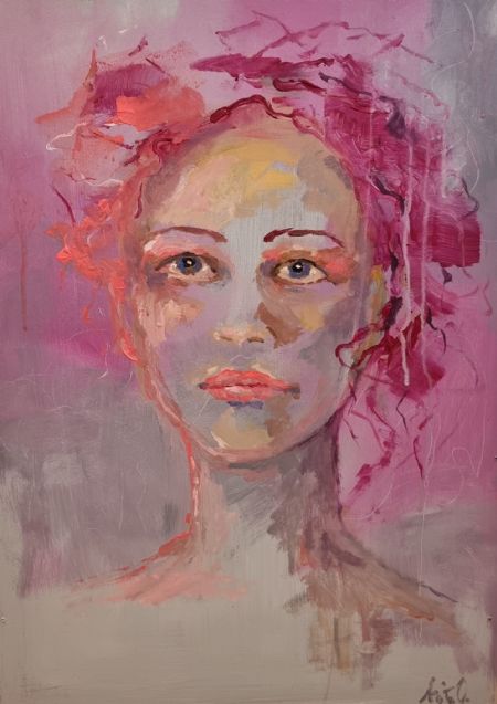 Akryl maleri Rosa af Brushstrokes malet i 2024