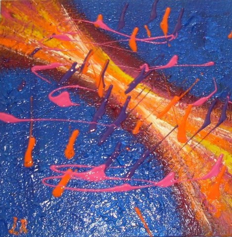 Akryl maleri Wonder waters af Louise Rix malet i 2009