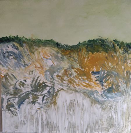 Akryl maleri Landskab af Bondebjerg malet i 2005