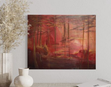Akryl maleri Red sunset af Anette Thorup Hansen (ATH) malet i 2024