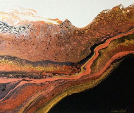 Akryl maleri Copper mountains af Catlen Gjøl malet i 2023